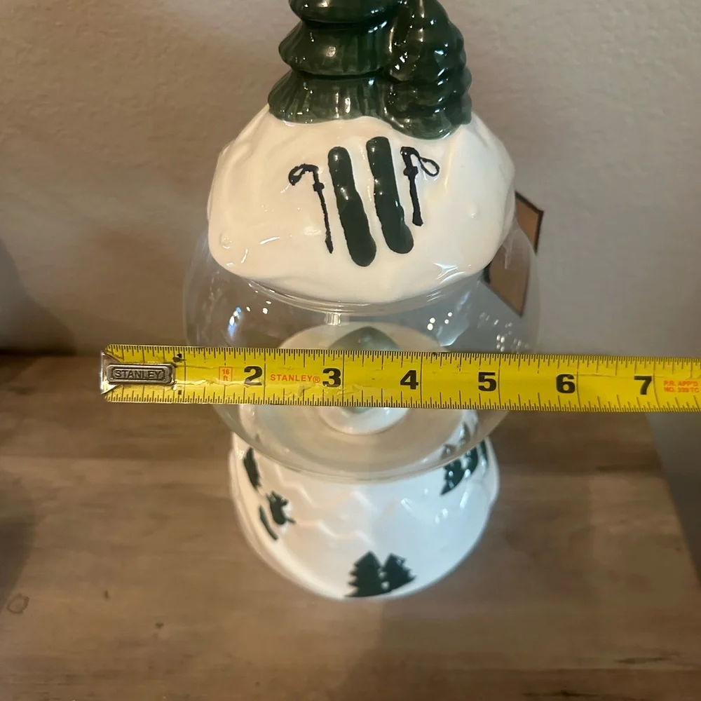 Sale! Peppermint & Pine Light Up Green Trees/Ski Candy Jar - Picture 7 of 7